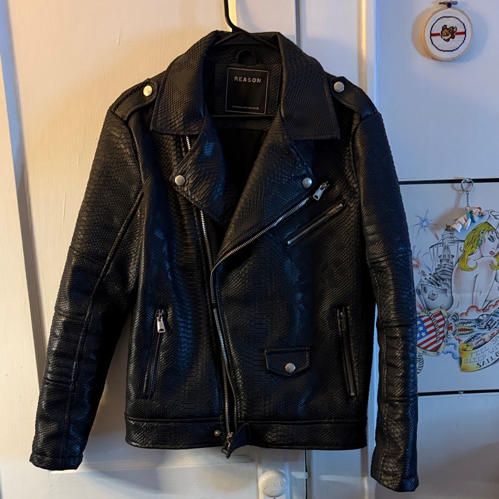 Reason Snake Skin Leather Motorcycle Jacket